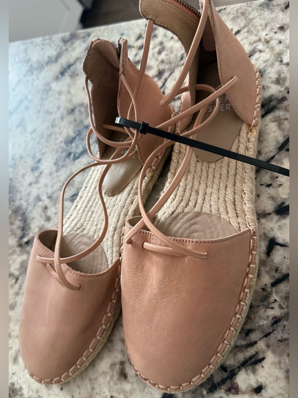Elieen Fisher Suede Lace Up Espadrille Sandals
